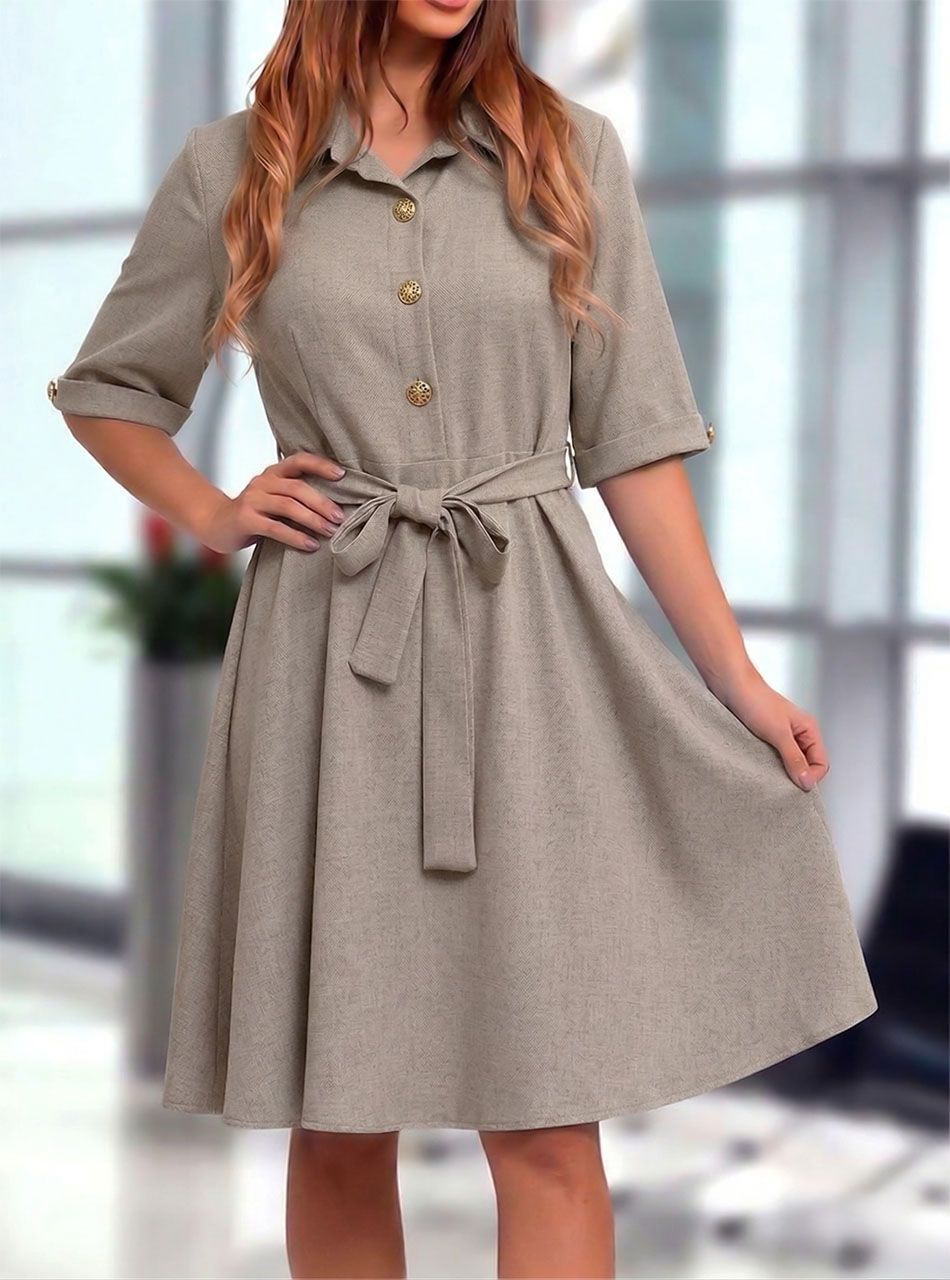 Grace, derekán kötős ruha (greige)