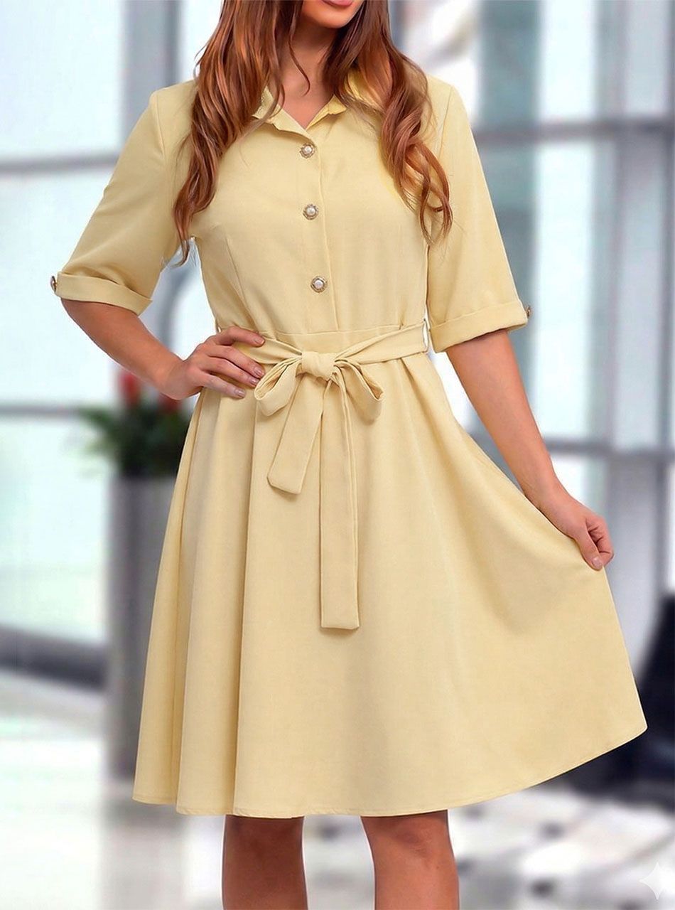 Grace, derekán kötős ruha (sárga)