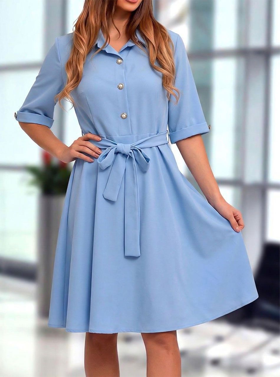 Grace, derekán kötős ruha (világoskék)