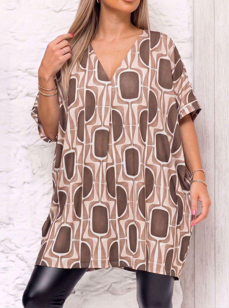 Extra bő, mintás tunika (barna)
