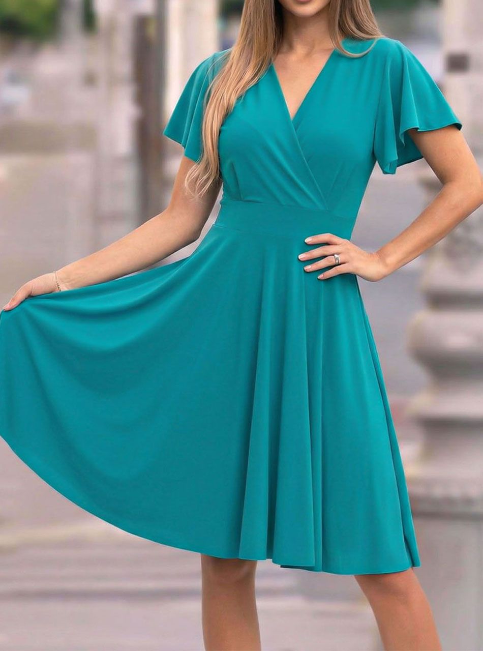 Emily, átlapolt ruha (türkizzöld)