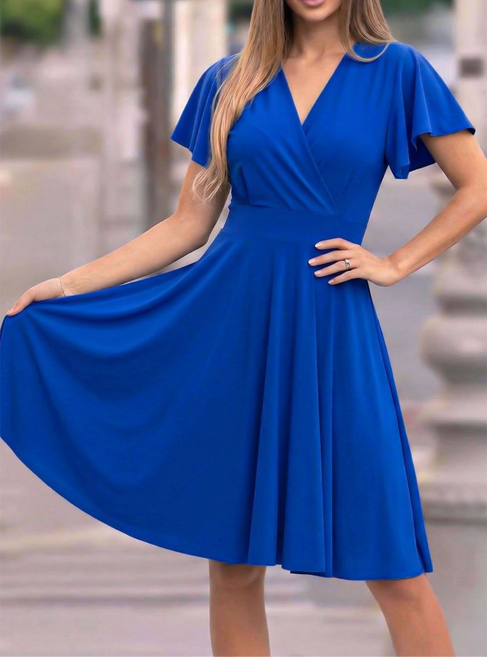 Emily, átlapolt ruha (királykék)