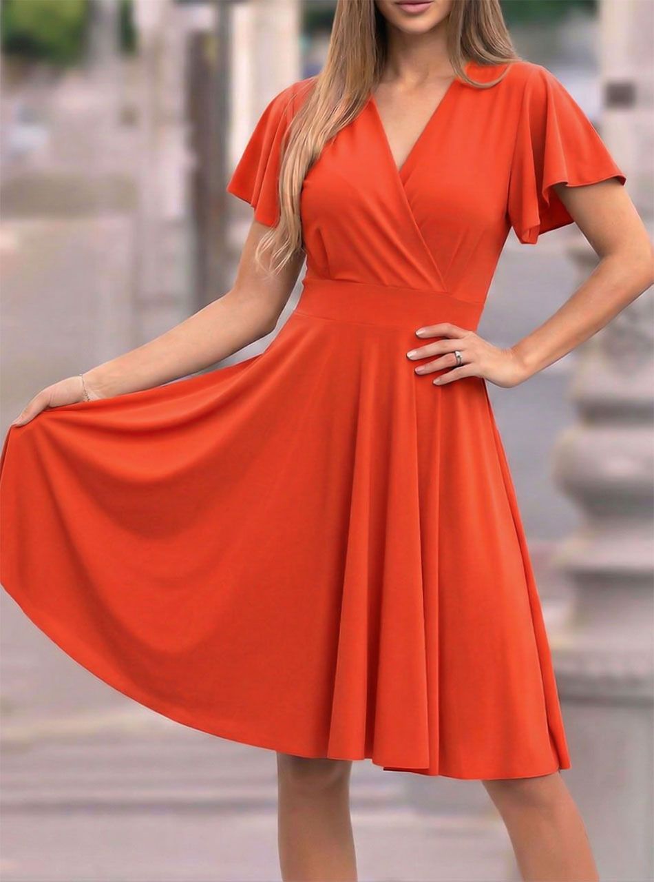 Emily, átlapolt ruha (korall)