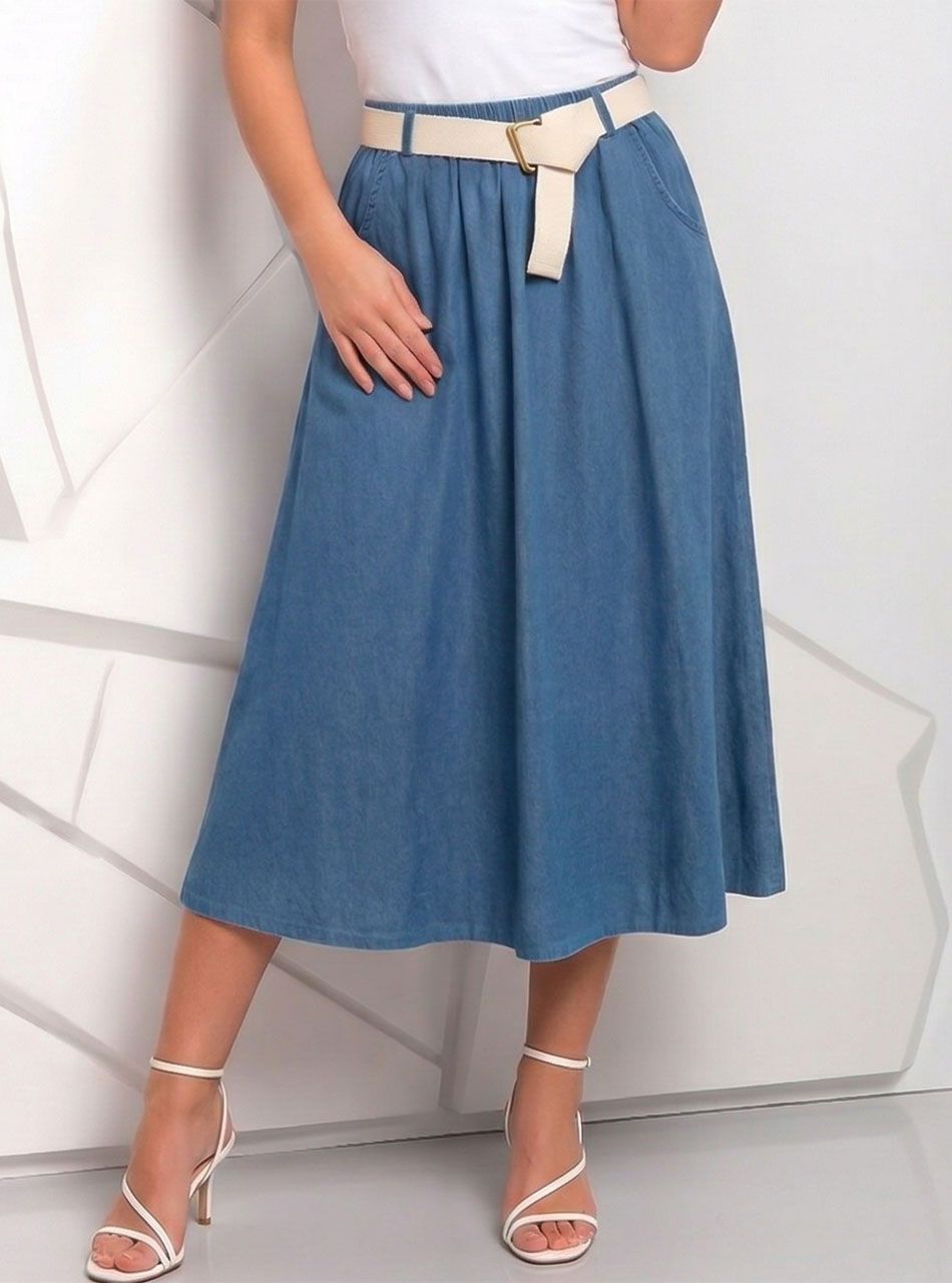 Gumis derekú, zsebes farmer hatású szoknya