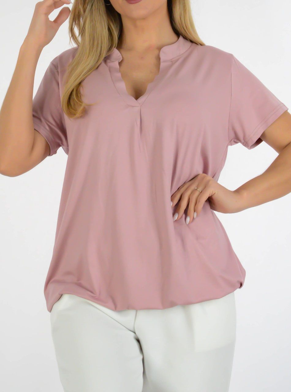 YesStory V nyakú, gumis aljú felső (púder)