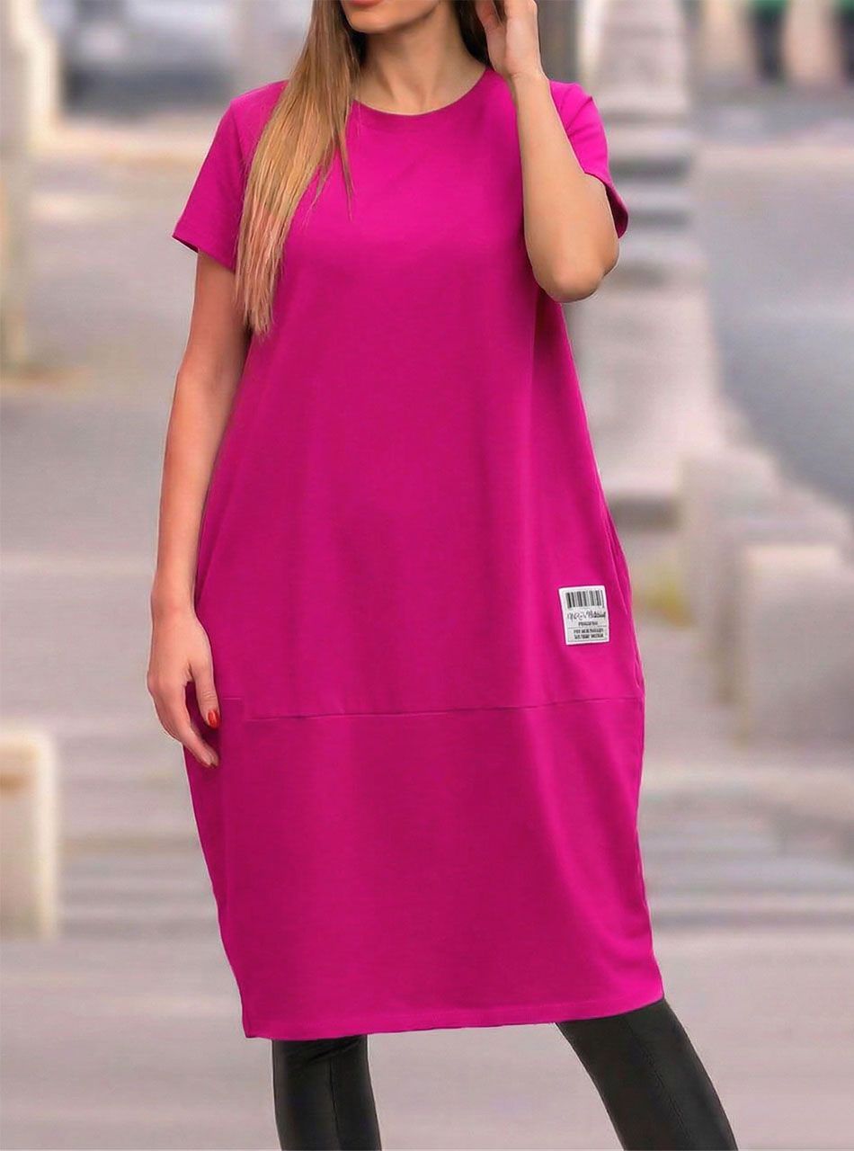 Egyszínű, zsebes hagymaruha (pink)