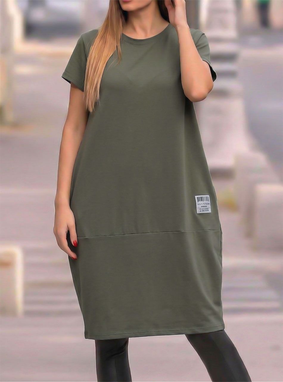 Egyszínű, zsebes hagymaruha (kheki I.)