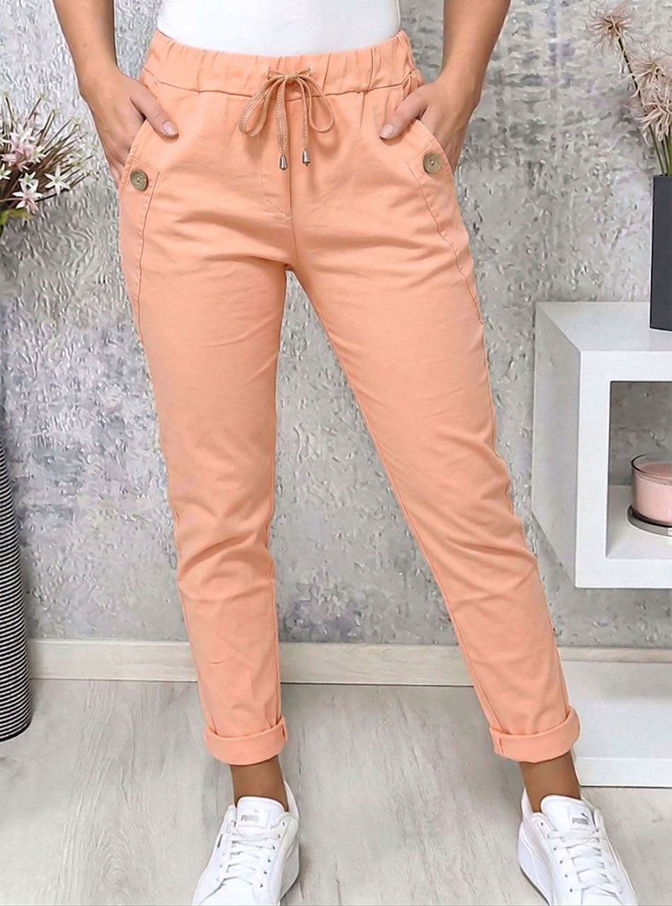 Gombdíszes, zsebes nadrág (barack)