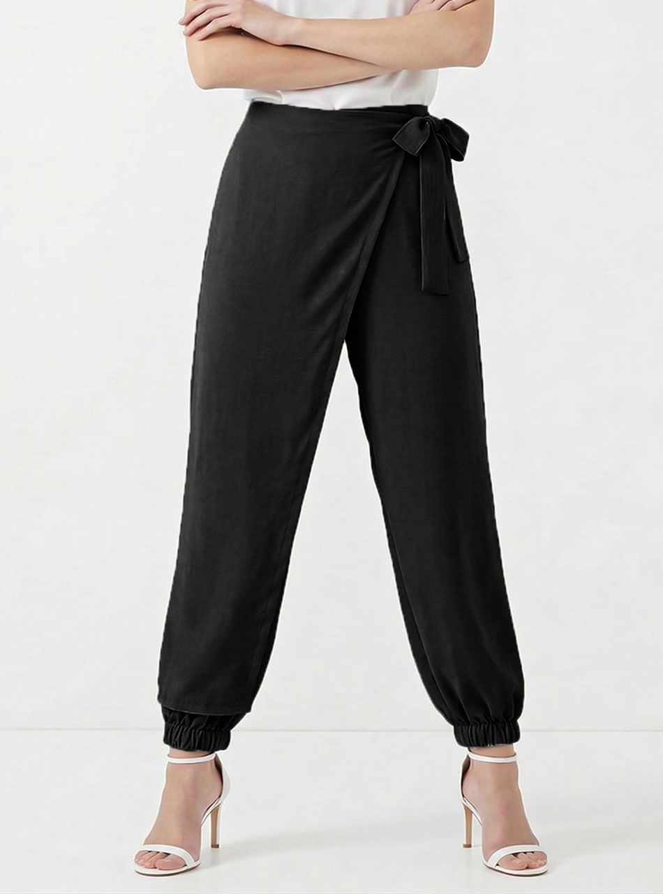 Átlapolt, lenge nadrág (fekete)