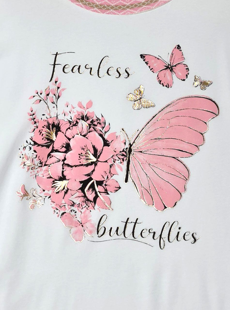 Pillangó mintás-feliratos felső (rózsaszín)