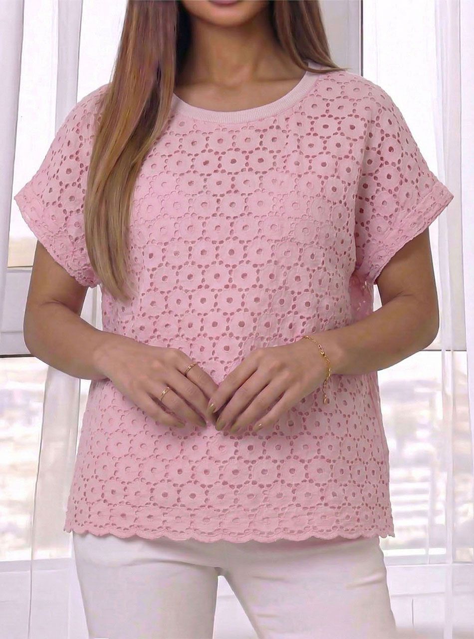 Horgolt mintás felső (rózsaszín)