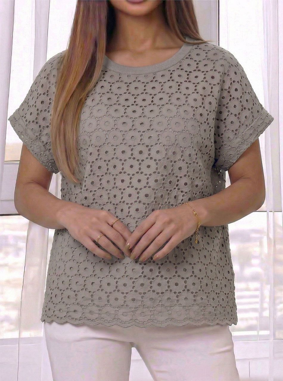 Horgolt mintás felső (tejeskávé)