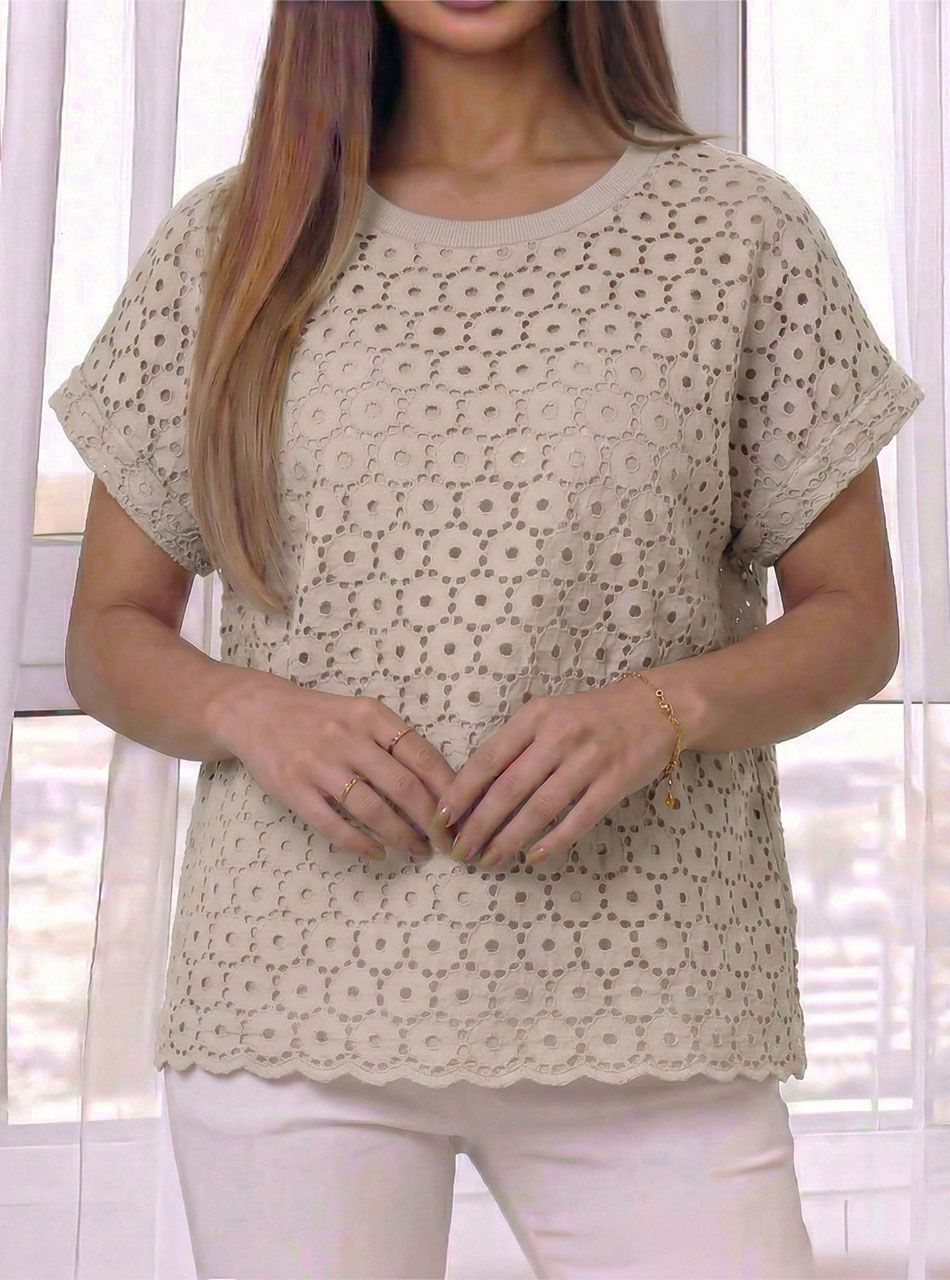 Horgolt mintás felső (bézs)