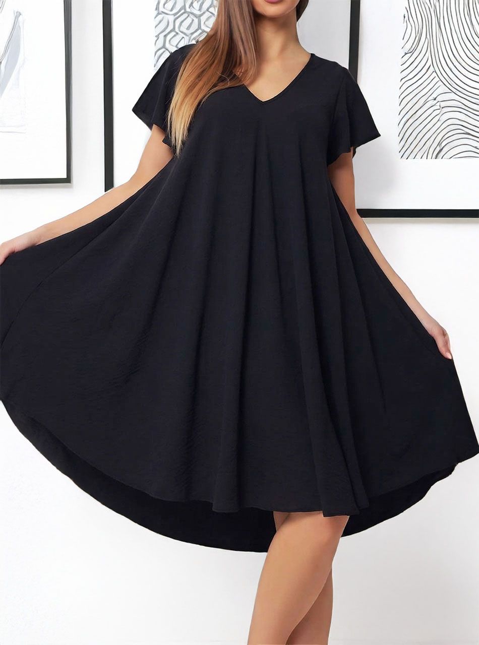 A vonalú, lenge ruha (fekete)