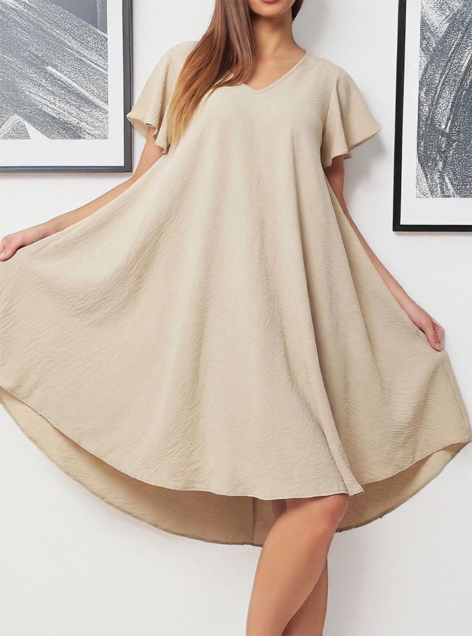 A vonalú, lenge ruha (bézs)