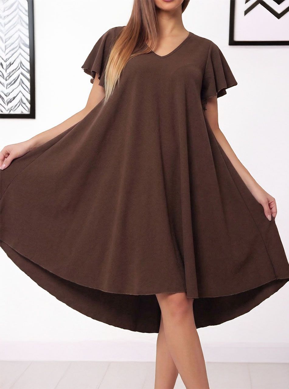 A vonalú, lenge ruha (csokibarna)