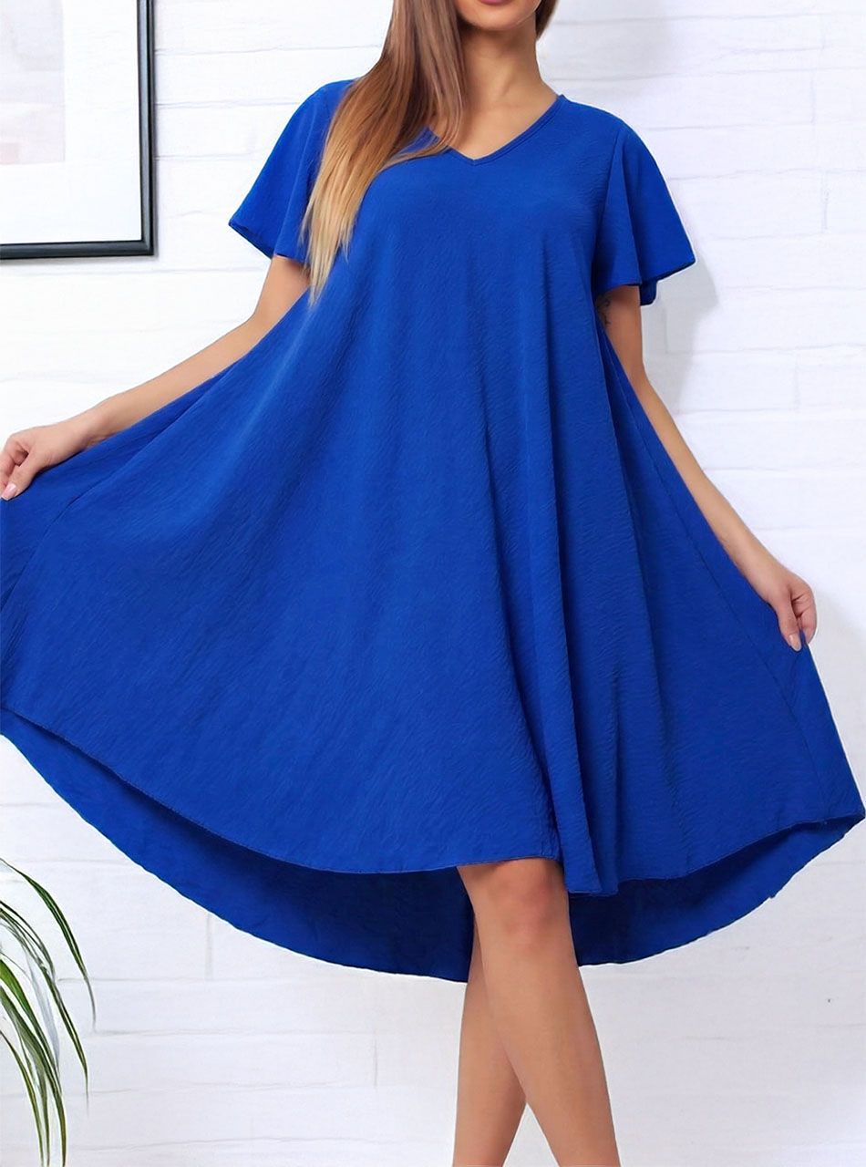 A vonalú, lenge ruha (királykék)