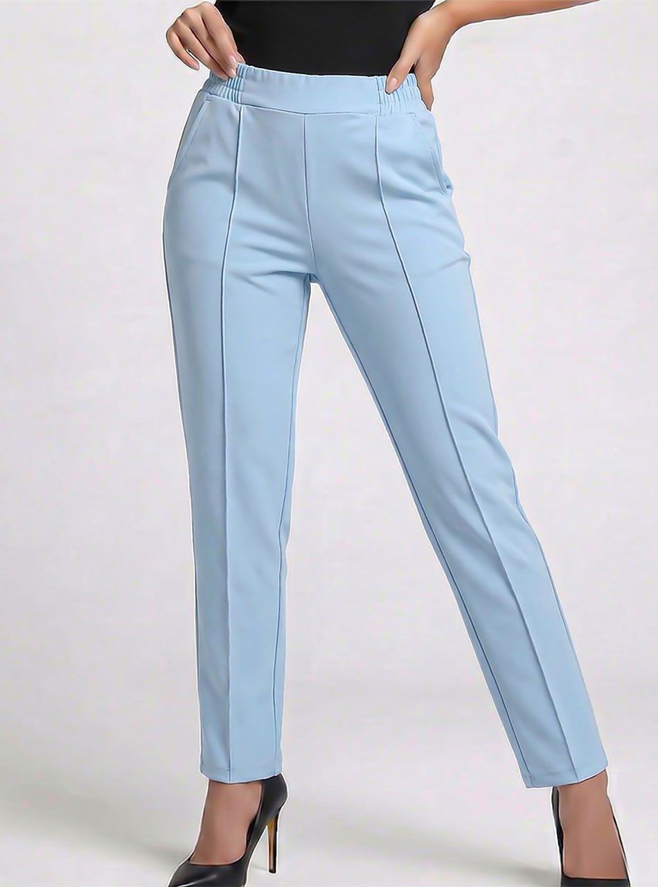 Tűzött elejű, zsebes nadrág (világoskék)