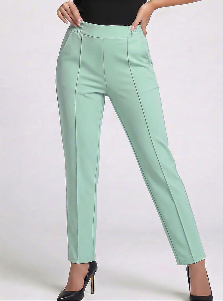 Tűzött elejű, zsebes nadrág (világoszöld)