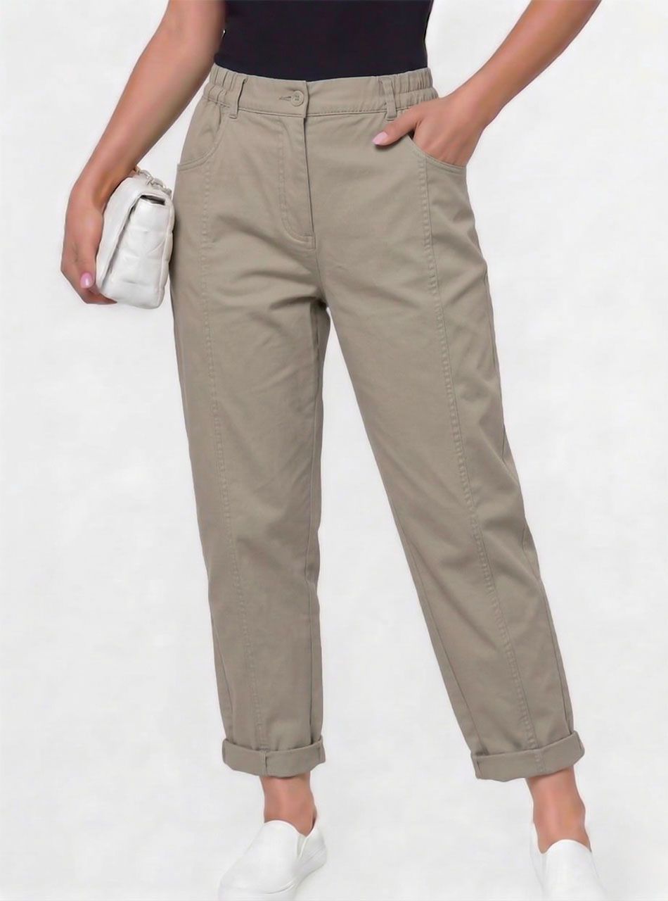 Chloe, hátul gumírozott zsebes nadrág (tejeskávé)