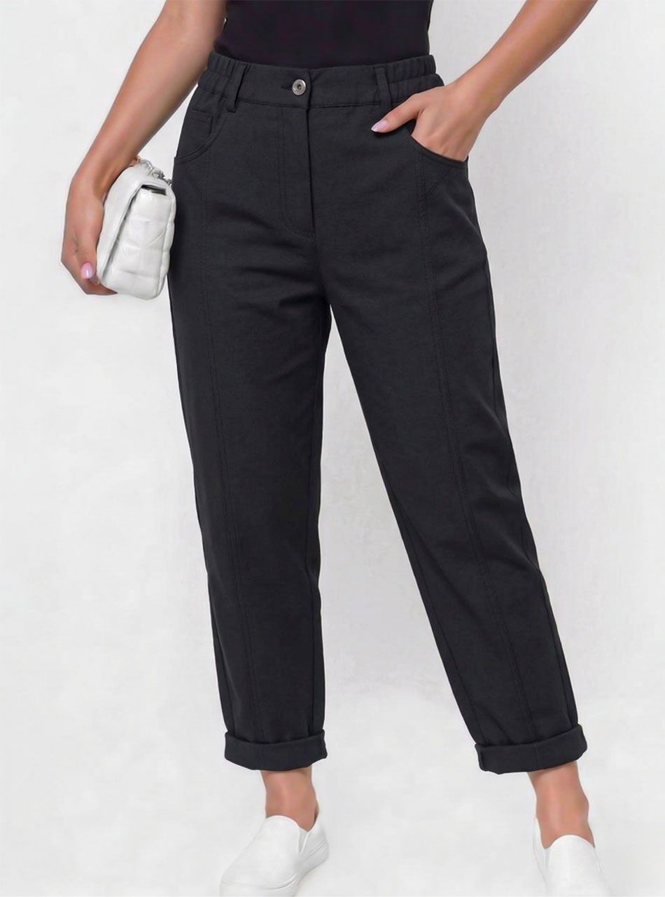 Chloe, hátul gumírozott zsebes nadrág (fekete)