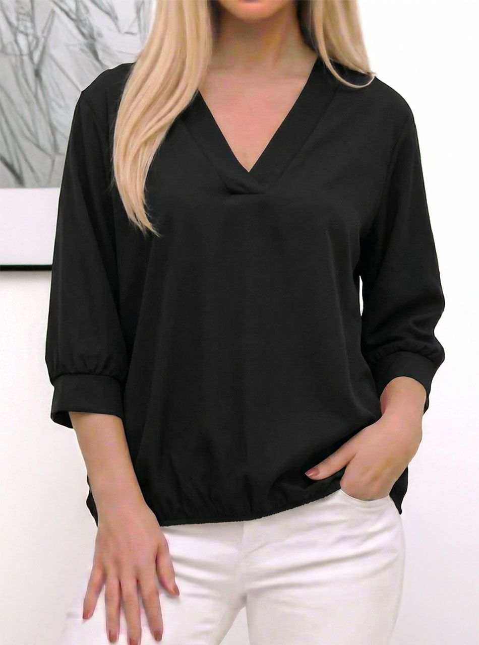 Gumis aljú, V nyakú felső (fekete)