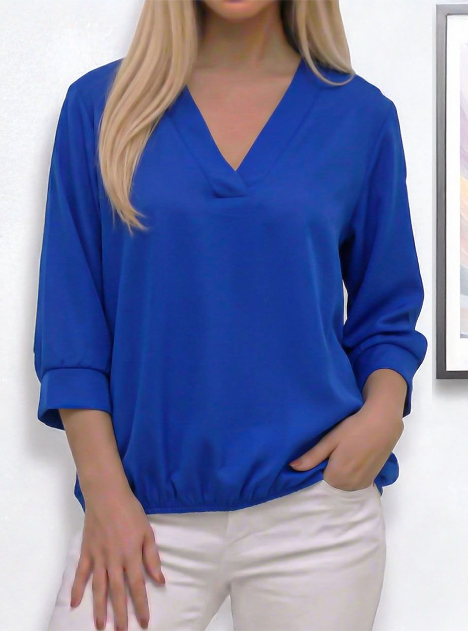 Gumis aljú, V nyakú felső (királykék)