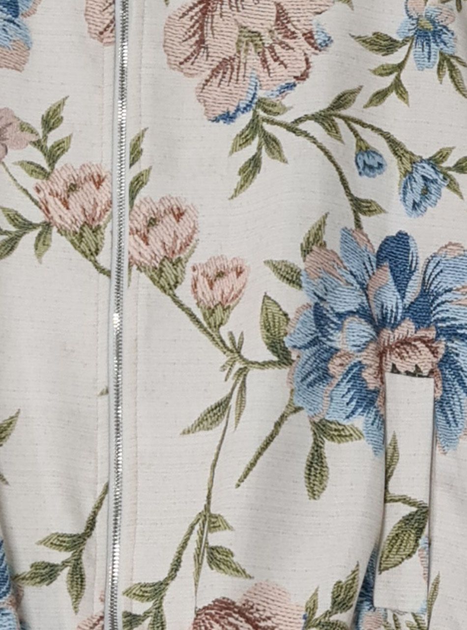 Gumis aljú, virág mintás kabátka (világoskék)