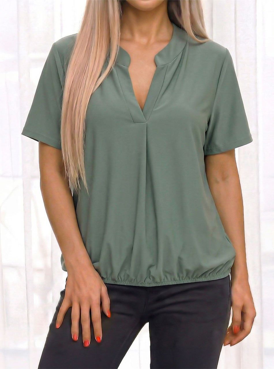 Cheryl, gumis aljú V kivágású felső (kheki)