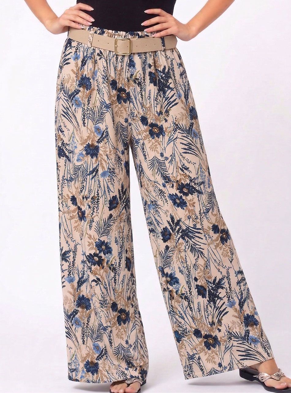 Virág mintás, lenge nadrág (sötétkék I.)