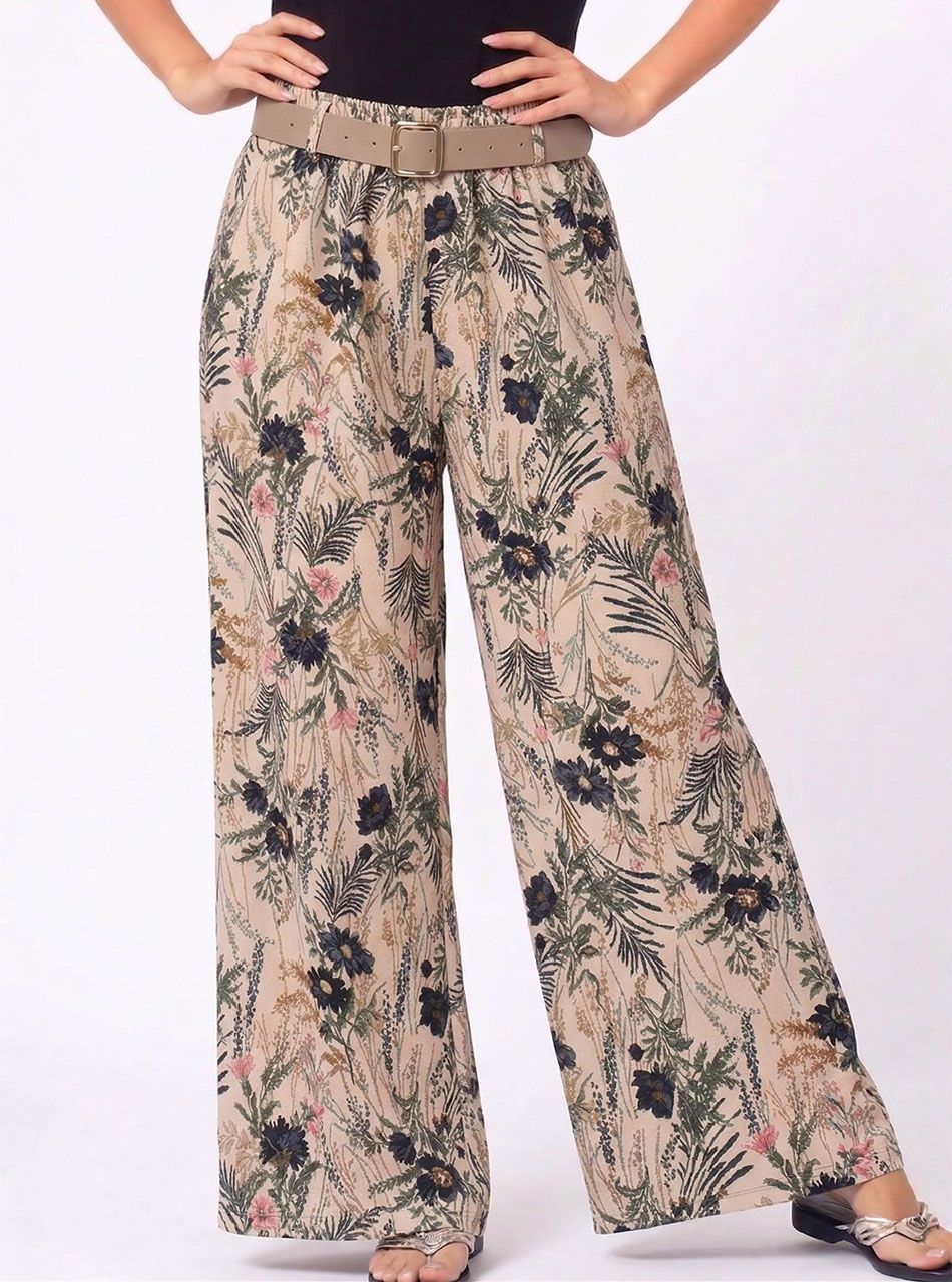 Virág mintás, lenge nadrág (fekete I.)