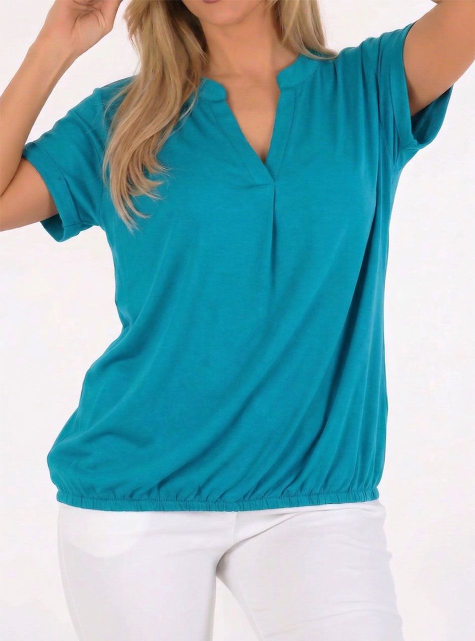 YesStory V nyakú, gumis aljú felső (türkizzöld)