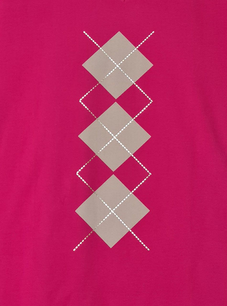 V nyakú, rombusz mintás felső (pink)