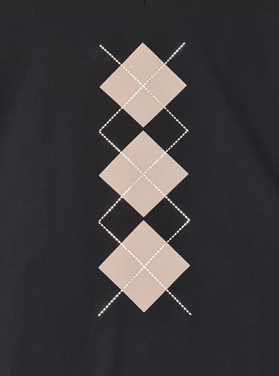 V nyakú, rombusz mintás felső (fekete)