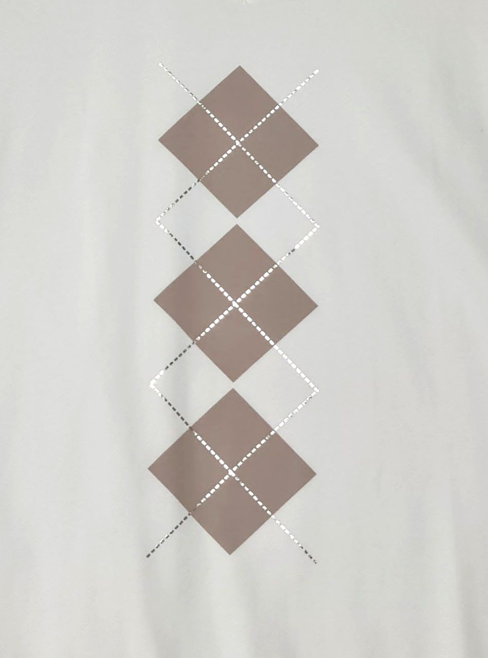 V nyakú, rombusz mintás felső (fehér)