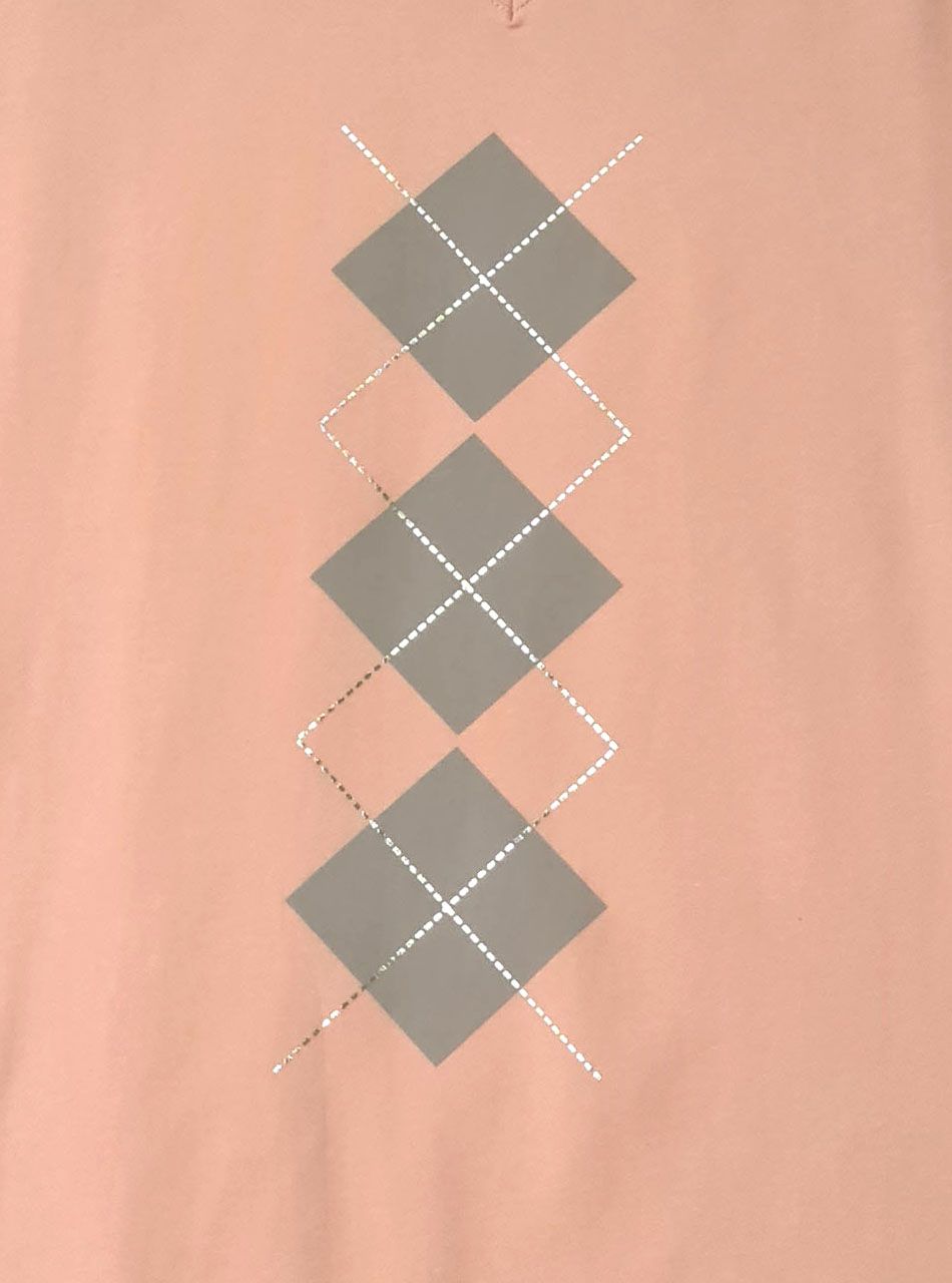 V nyakú, rombusz mintás felső (barack)