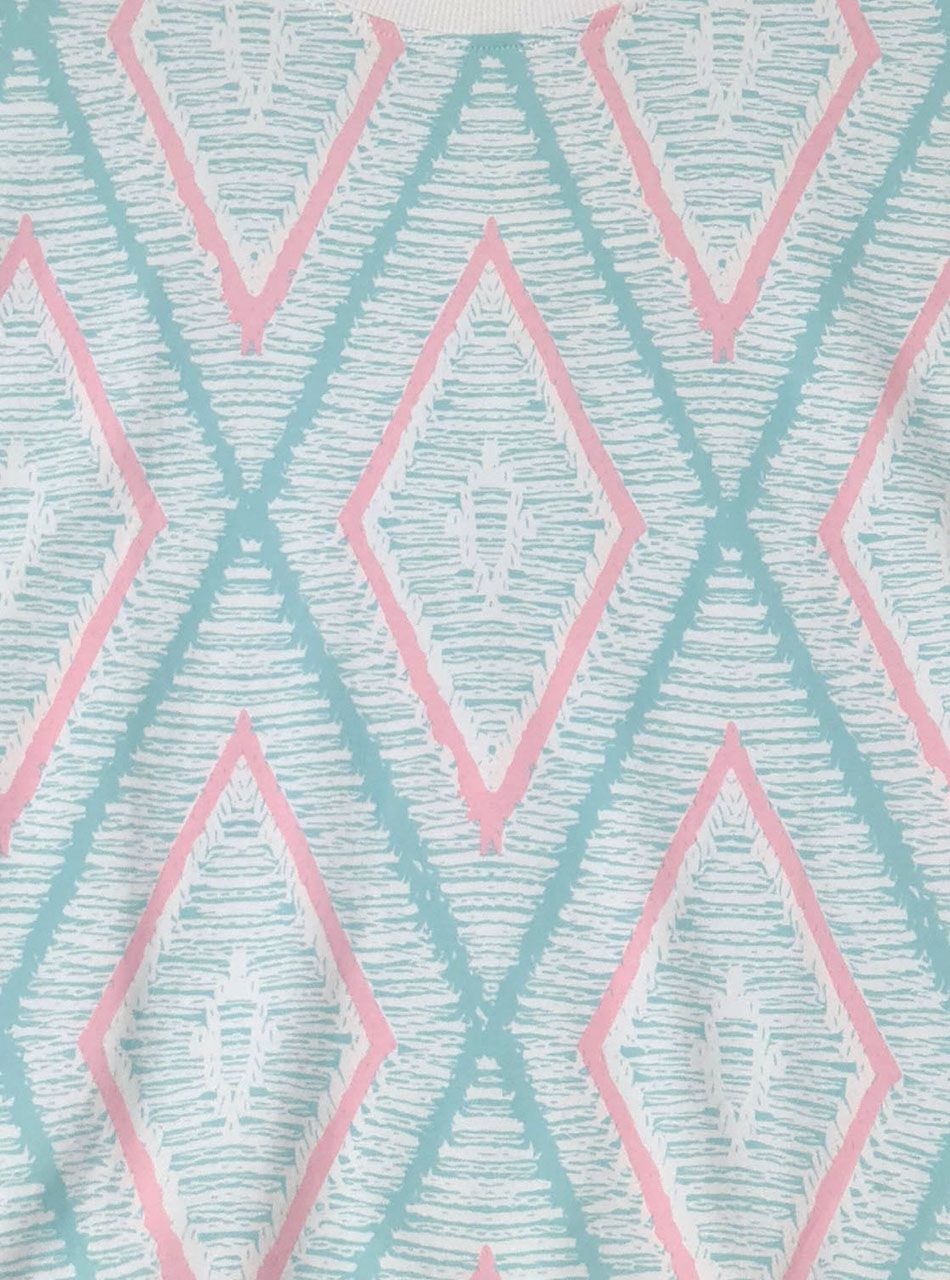 Passzés aljú, rombusz mintás felső (vízzöld-rózsaszín)