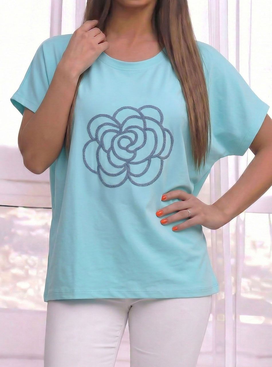 Virág mintás felső (vízzöld) 