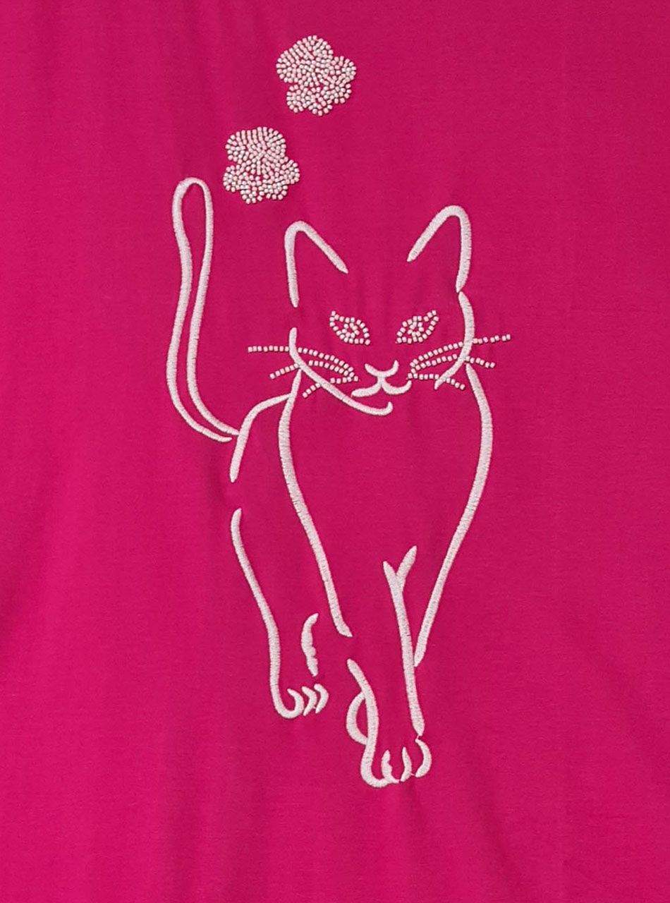 Cica mintás, gyöngydíszes felső (pink)