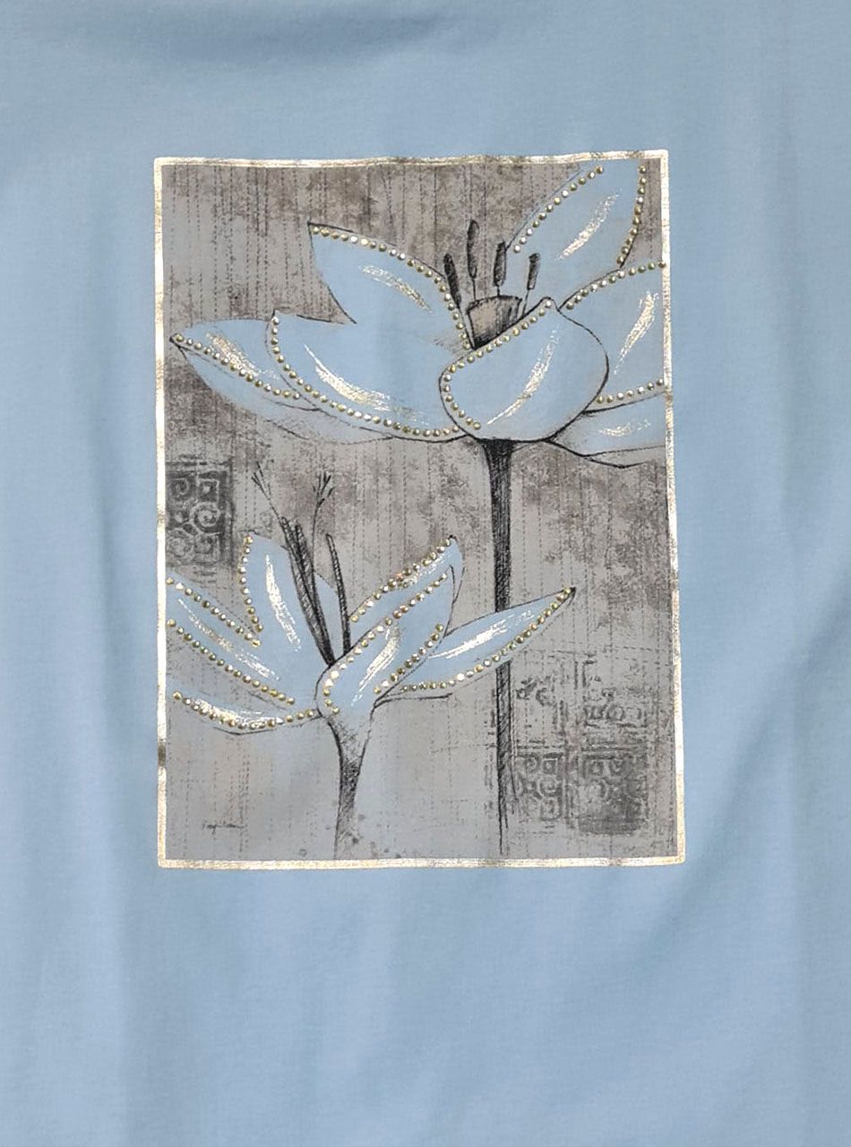 Alján köthető, strasszos-mintás felső (világoskék)