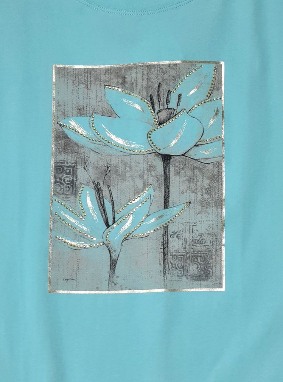 Alján köthető, strasszos-mintás felső (vízzöld)