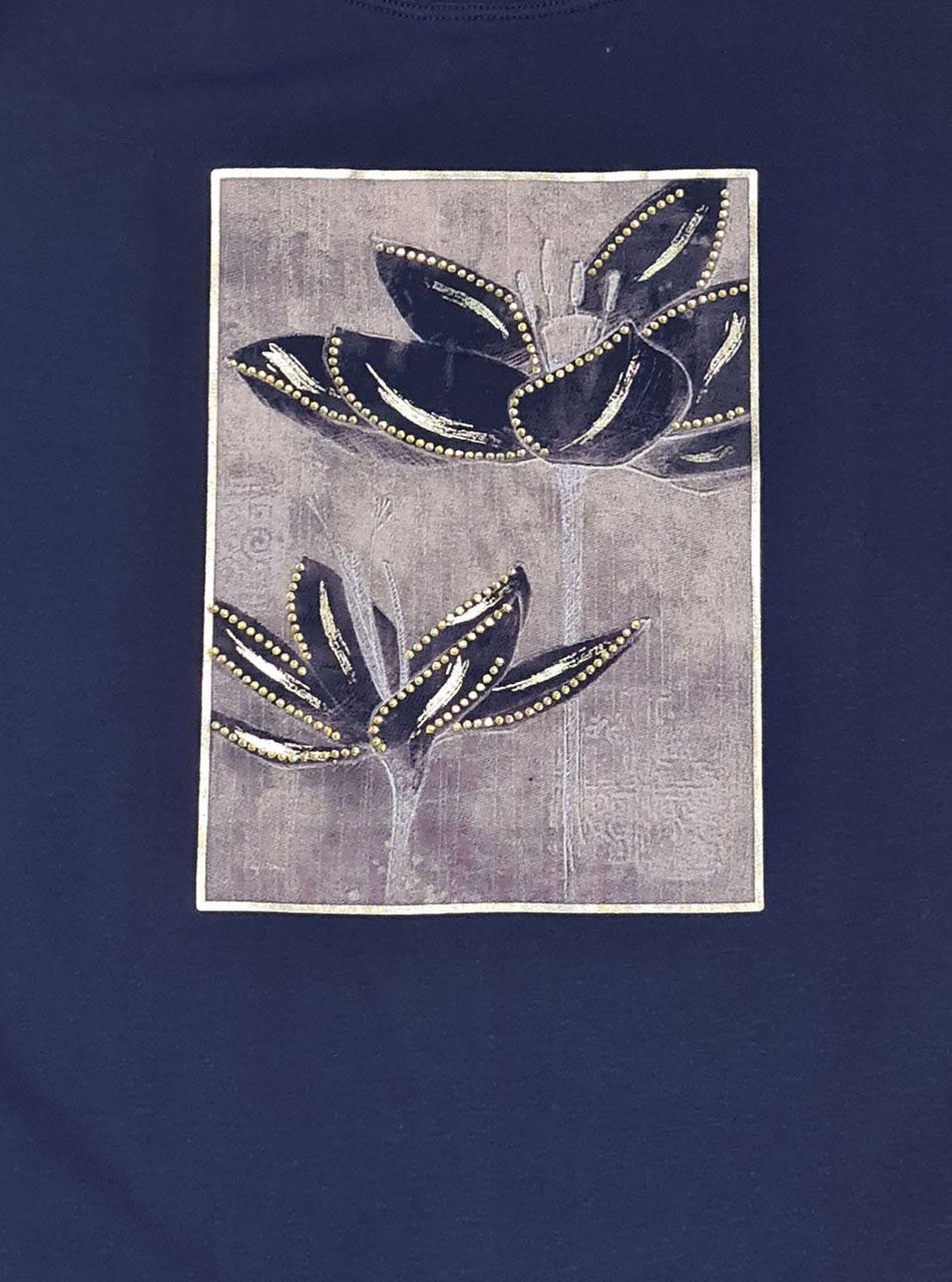 Alján köthető, strasszos-mintás felső (sötétkék)