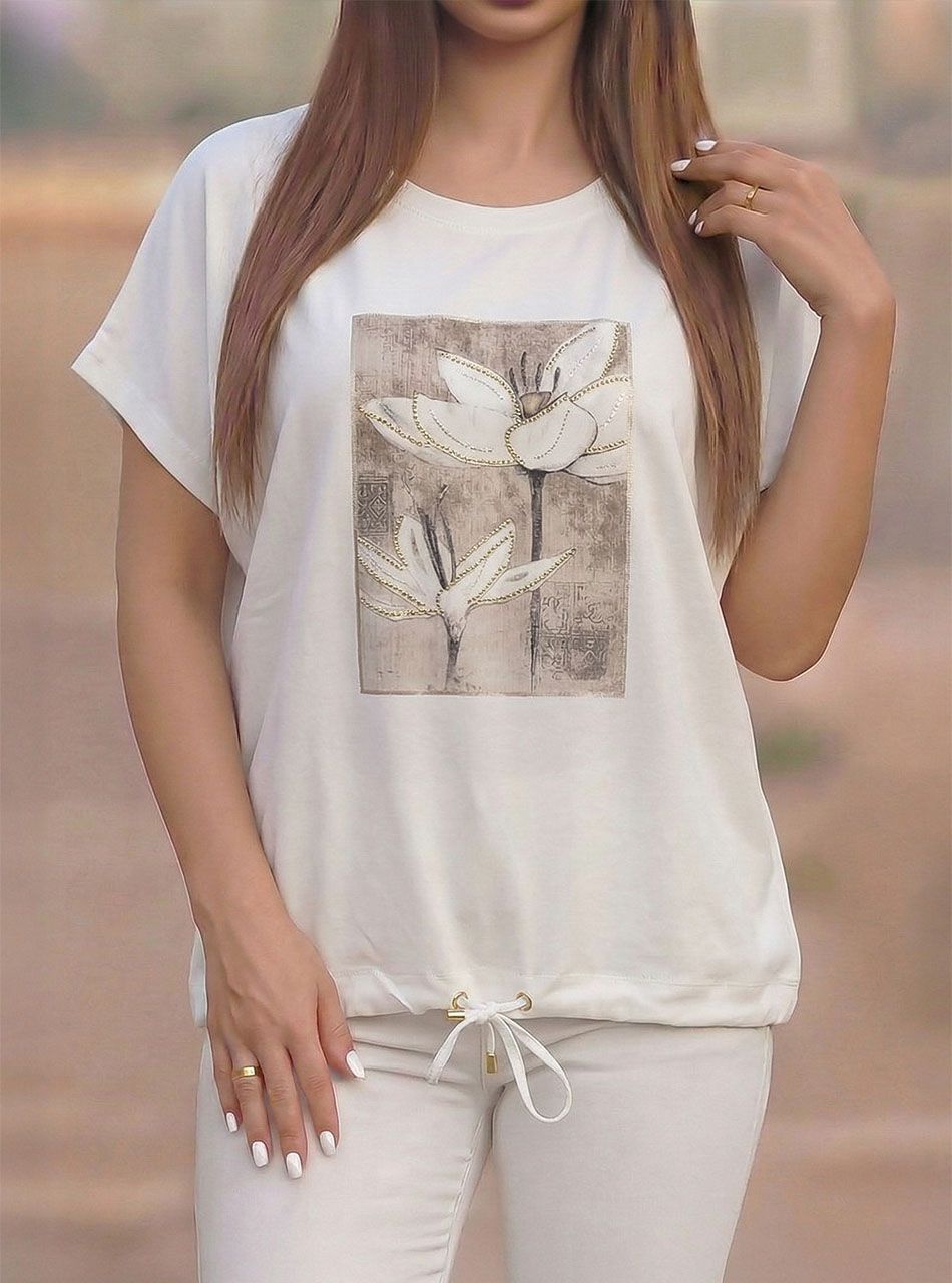 Alján köthető, strasszos-mintás felső (fehér)