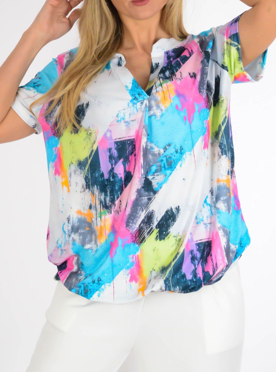 YesStory V nyakú, gumis aljú mintás felső III.