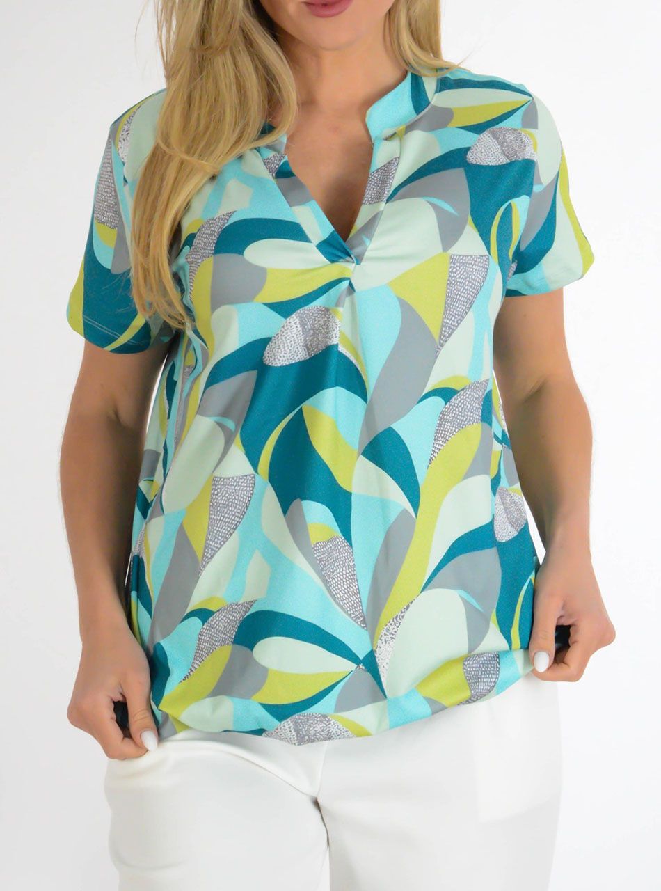 YesStory V nyakú, gumis aljú mintás felső V.