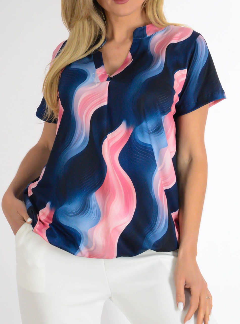 YesStory V nyakú, gumis aljú mintás felső VI.