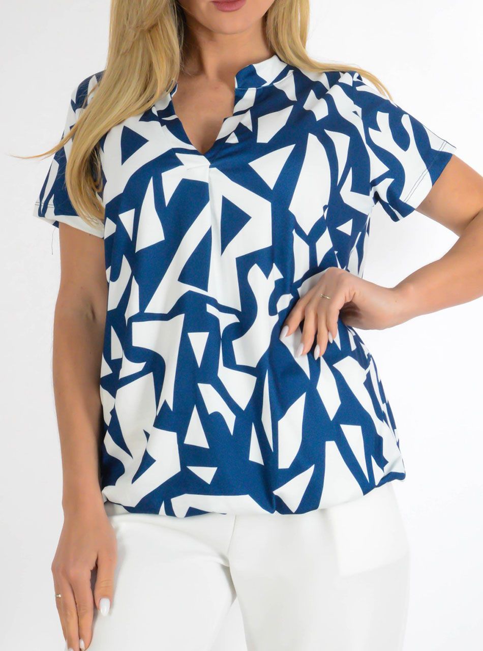 YesStory V nyakú, gumis aljú mintás felső VIII.