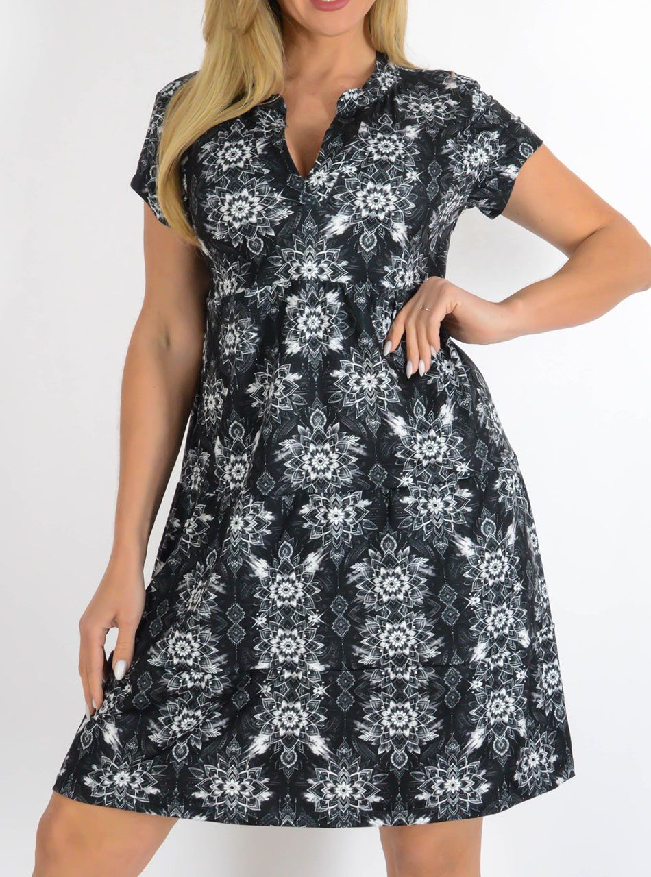 YesStory, mintás V nyakú ruha V.