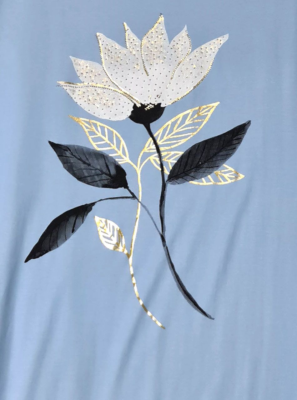 Virág mintás, zsebes tunika (világoskék)