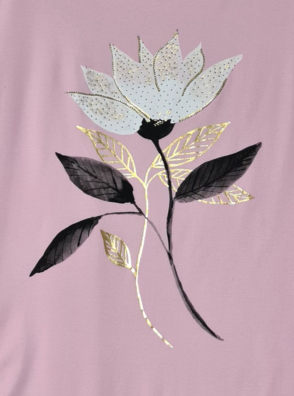 Virág mintás, zsebes tunika (rózsaszín)